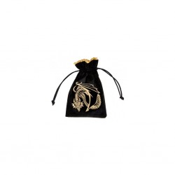 QW - velour dice bag dragon black & golden