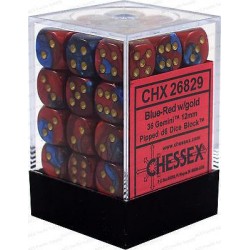Chessex - Set de 36 dés 6 - Gemini - Bleu - Rouge/Or
