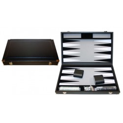 Backgammon - simili cuir - noir - 46 cm