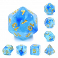 Kit de 7 des - JD - blue transparent glitter