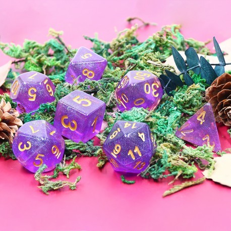 Kit de 7 des - JD - purple iridecent