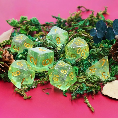 Kit de 7 des - JD - green iridecent