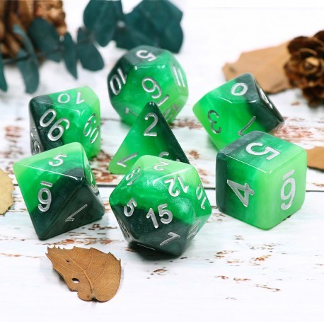 Kit de 7 des - JD - green gradients
