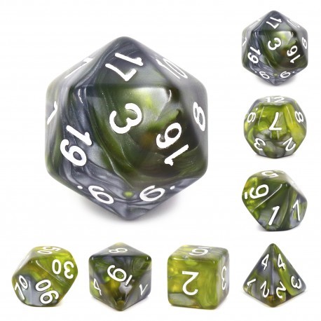 Kit de 7 des - JD - green flow