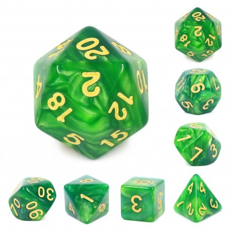 Kit de 7 des - JD - green blend