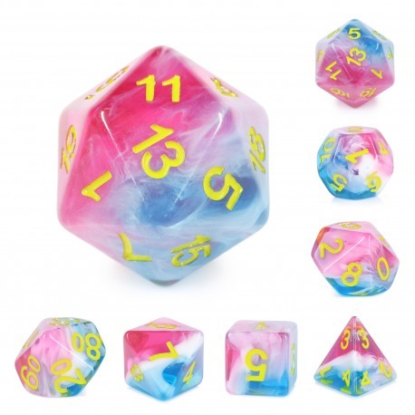 Kit de 7 des - JD - glacier rose