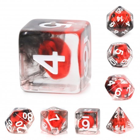 Kit de 7 des - JD - flame skull