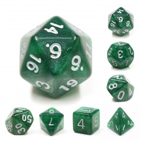 Kit de 7 des - JD - dark forest - silver front