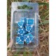 Kit de 7 des - JD - metal - ecaille enchainee - bleu / argent