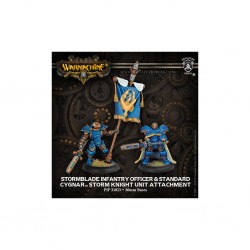 WARMACHINE CYGNAR STORM BLADE LIEUTENANT & STANDARD CYGNAR UNIT ATTACHMENT